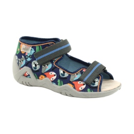 Befado gelbe Kinderschuhe 350P013 marine blau orange grau