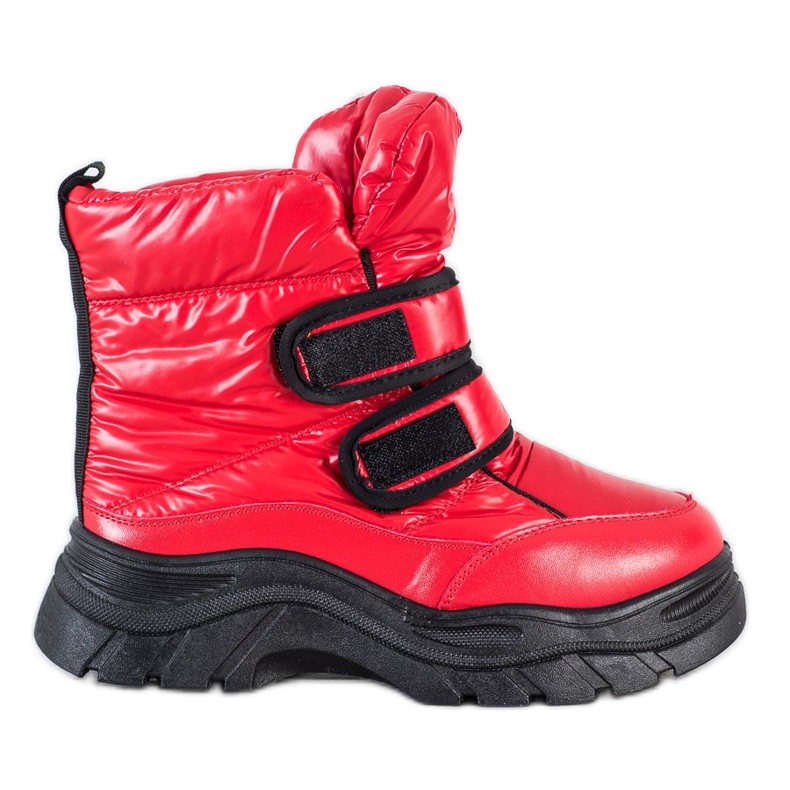 SHELOVET Glänzende Schneestiefel mit Klettverschluss rot