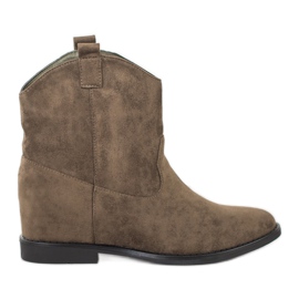 SHELOVET Warme Cowboystiefel auf einem Keil khaki grün