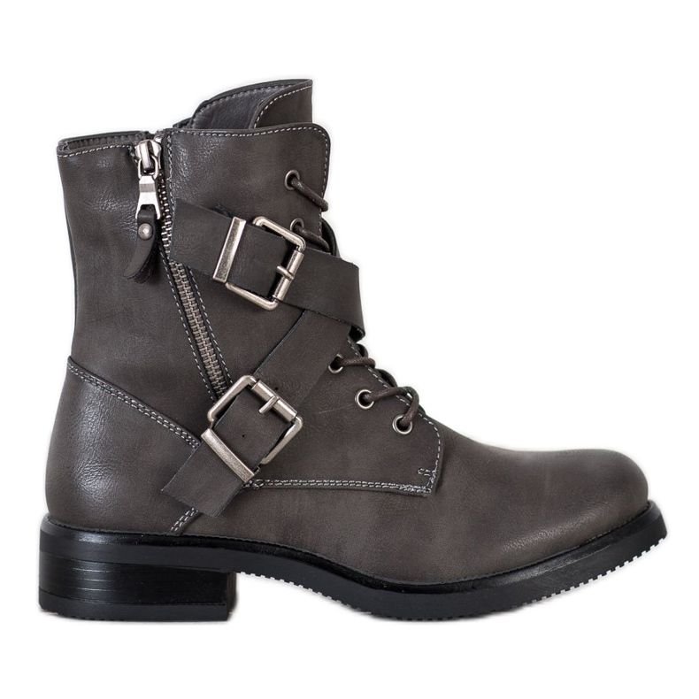 Kayla Klassische Arbeiter mit Schnallen grau