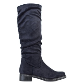 Super Me Stiefel mit Zirkonia navy blau blau