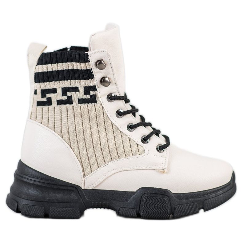 SHELOVET Modearbeiter mit Schnürung weiß schwarz