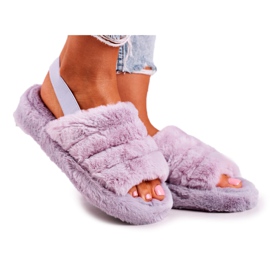 FJ1 Damenhausschuhe auf der Fur Purple Snowflake Platform lila
