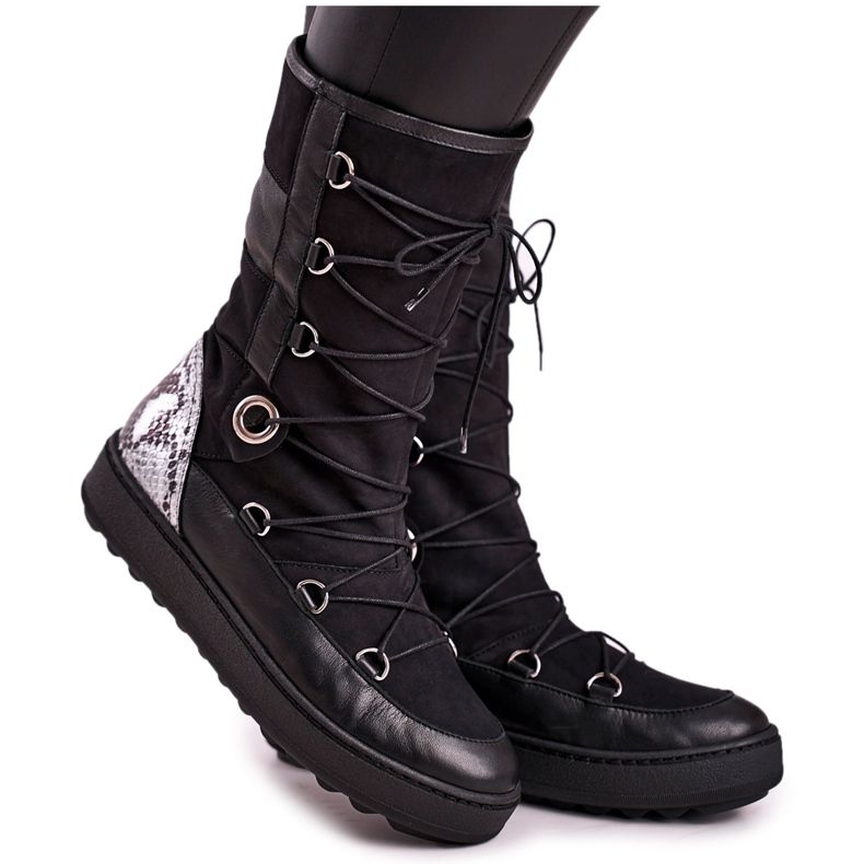 Schwarzes Wildleder mit Fell Laura Messi Schneestiefel 2054