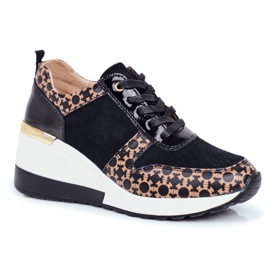 S.Barski Damen Sportschuhe Sneakers Schwarz Weiß Metronus beige golden