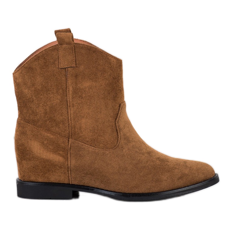 SHELOVET Warme Cowboystiefel auf einem versteckten Keil braun