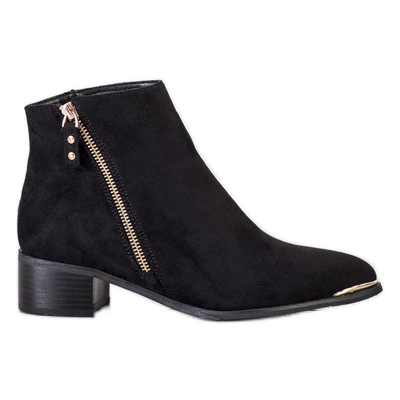 Kayla Stylische Stiefel mit Reißverschluss schwarz golden