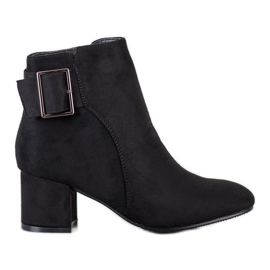 Top Shoes Wildlederstiefeletten mit Schnalle schwarz