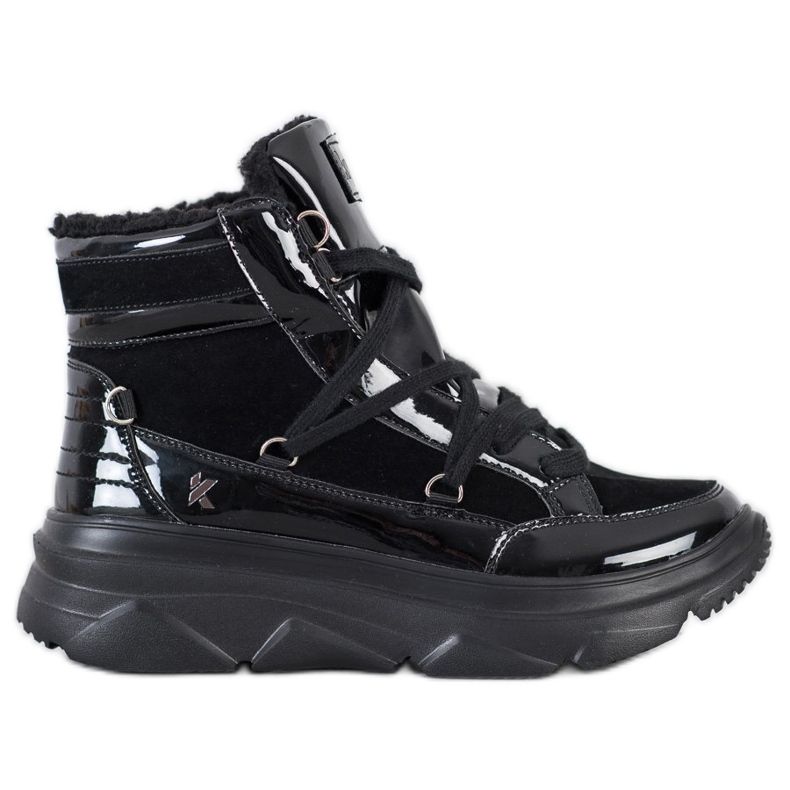 Kylie Modische schwarz lackierte Trapper