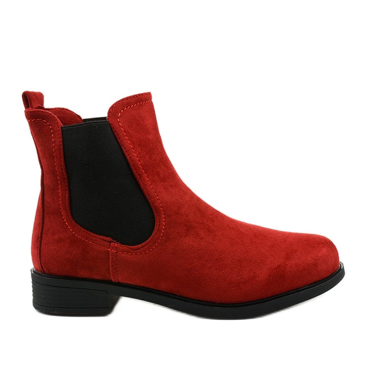 Torwarin rote flache isolierte Stiefel