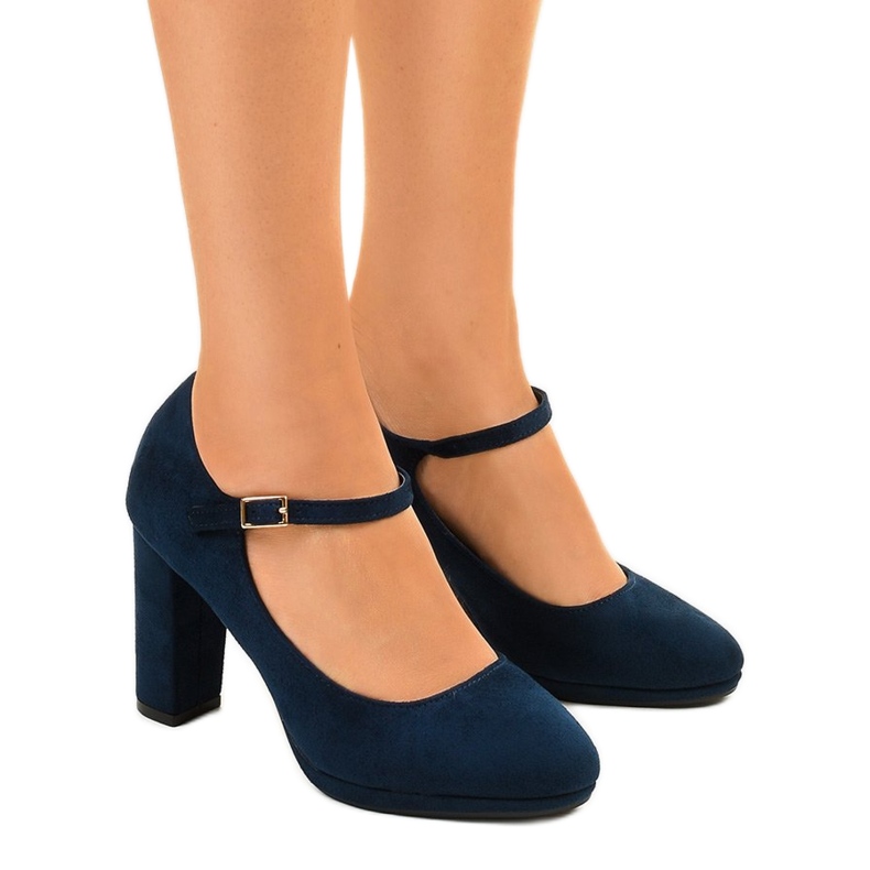 Blaue Wildleder-Pumps am Neridan-Pfosten navy blau