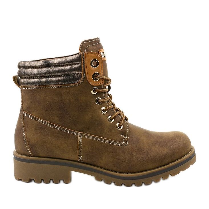 Khakifarbene Schnürboots mit gefüttertem Halitta