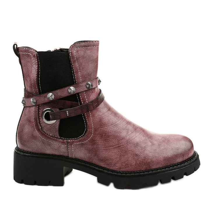 Rosa flache isolierte Stiefel mit Siempleglam-Reißverschluss