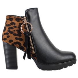 Goodin Warme Stiefel mit Leopardenmuster braun schwarz