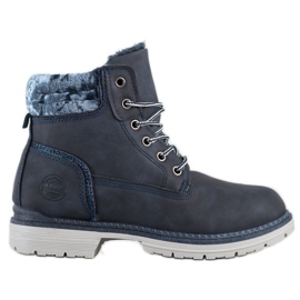 SHELOVET Wanderschuhe mit Veloursoberteil navy blau silber-