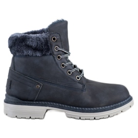 SHELOVET Wanderschuhe mit Fell navy blau