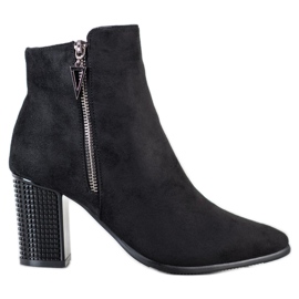 SHELOVET Stylische Stiefel mit dekorativem Absatz schwarz
