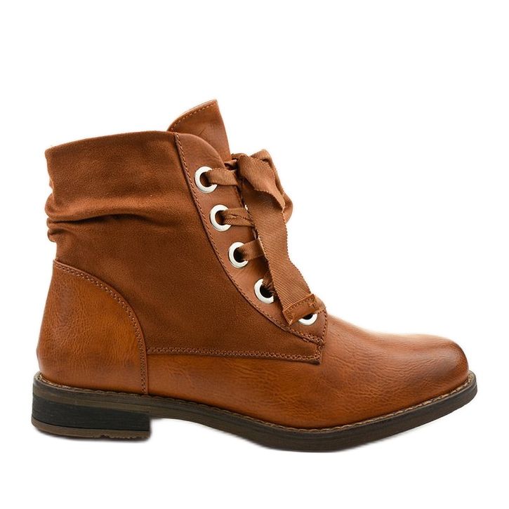 Camel flache Stiefel mit Reißverschluss, Kunstleder Stechford braun gelb