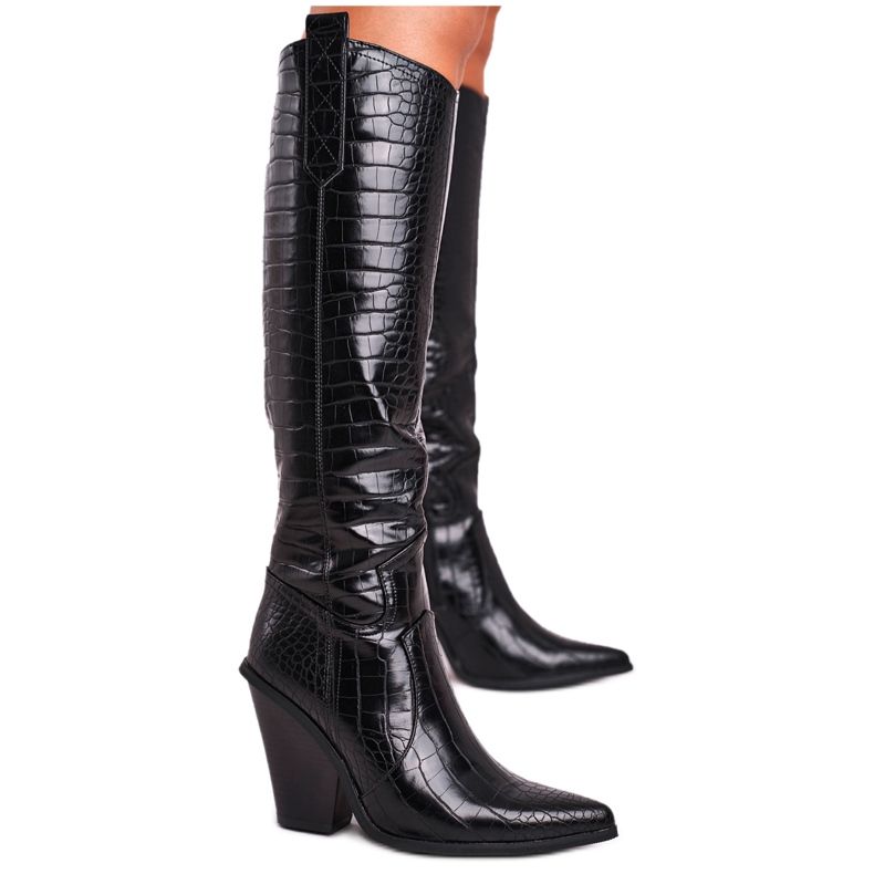 HAN Damenstiefel mit Absatz Schwarz höher