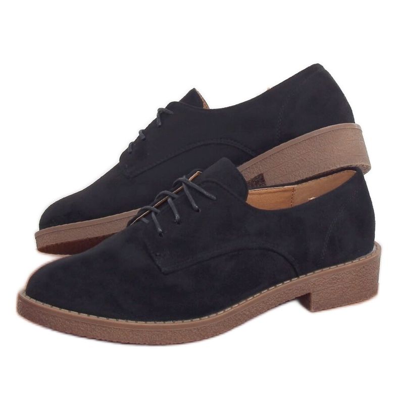 Schwarz TU146 Schwarze Loafer mit Schnürung