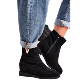 FG1 Damen Stiefeletten Wildleder Schwarz Vanya