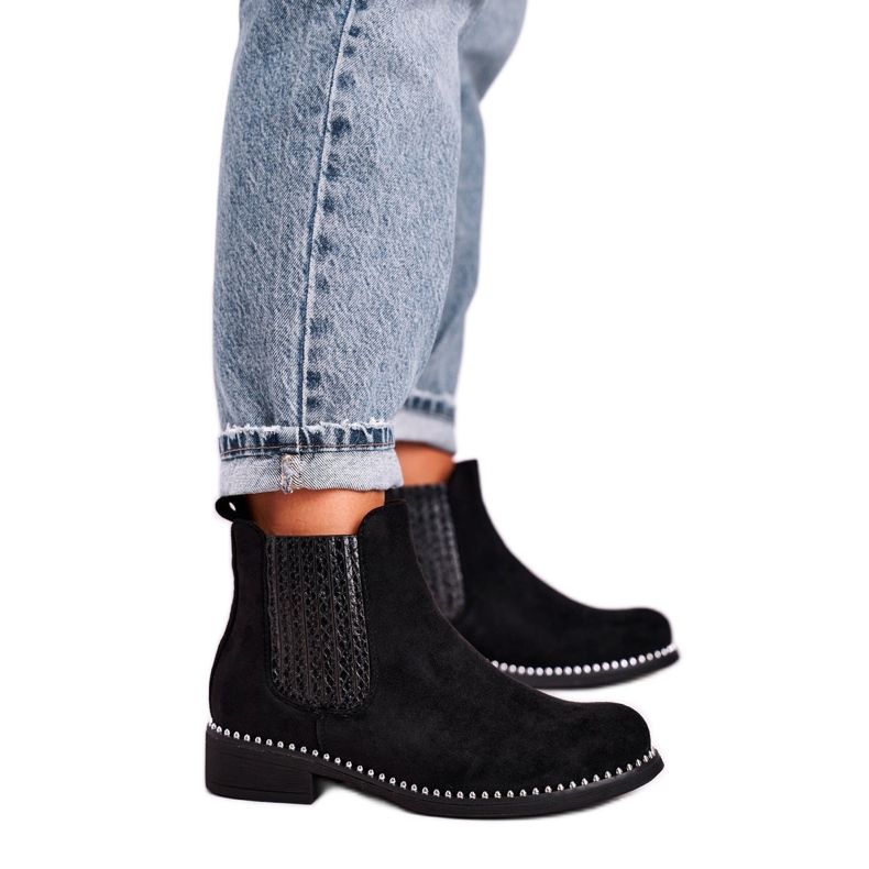 Damen Stiefeletten Jodhpur Stiefel Wildleder Schwarz Meagan