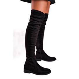 Overknee-Stiefel aus Wildleder für Damen Schwarz Rebecca