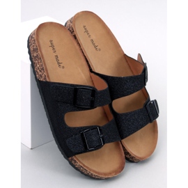 Alexa Schwarze glitzernde Korkhausschuhe 2