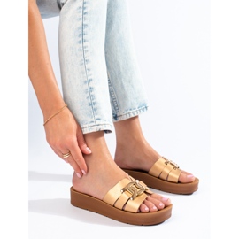 Goldene Shelovet-Plateaupantoffeln für Damen 2