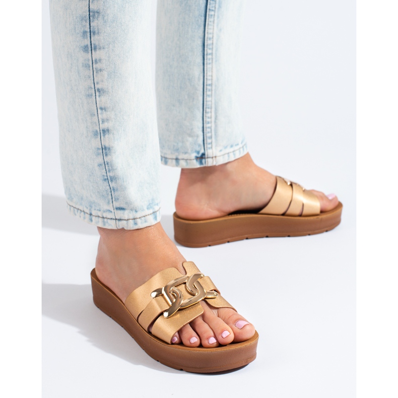 Goldene Shelovet-Plateaupantoffeln für Damen 1