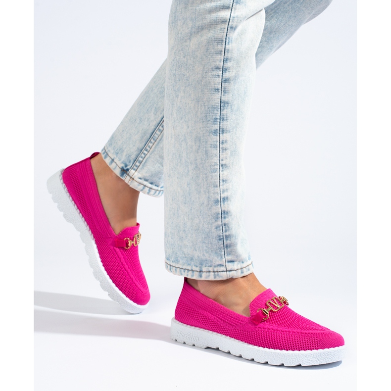 Damen-Textilmokassins Shelovet fuchsia rosa 1