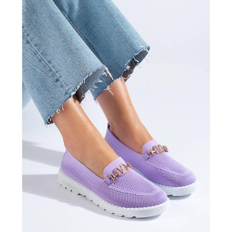 Fliederfarbene, durchbrochene Slipper von Shelovet lila 1