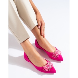 Damen-Ballerinas in Fuchsia mit Shelovet-Kristallen rosa 1