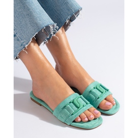 Grüne Damen-Slipper aus Shelovet-Wildleder 1