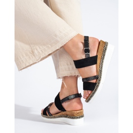 SHELOVET Schwarze Keilsandaletten für Damen 1