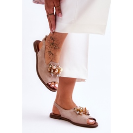 Flache Wildledersandalen Nicole 2805/042 Beige 1