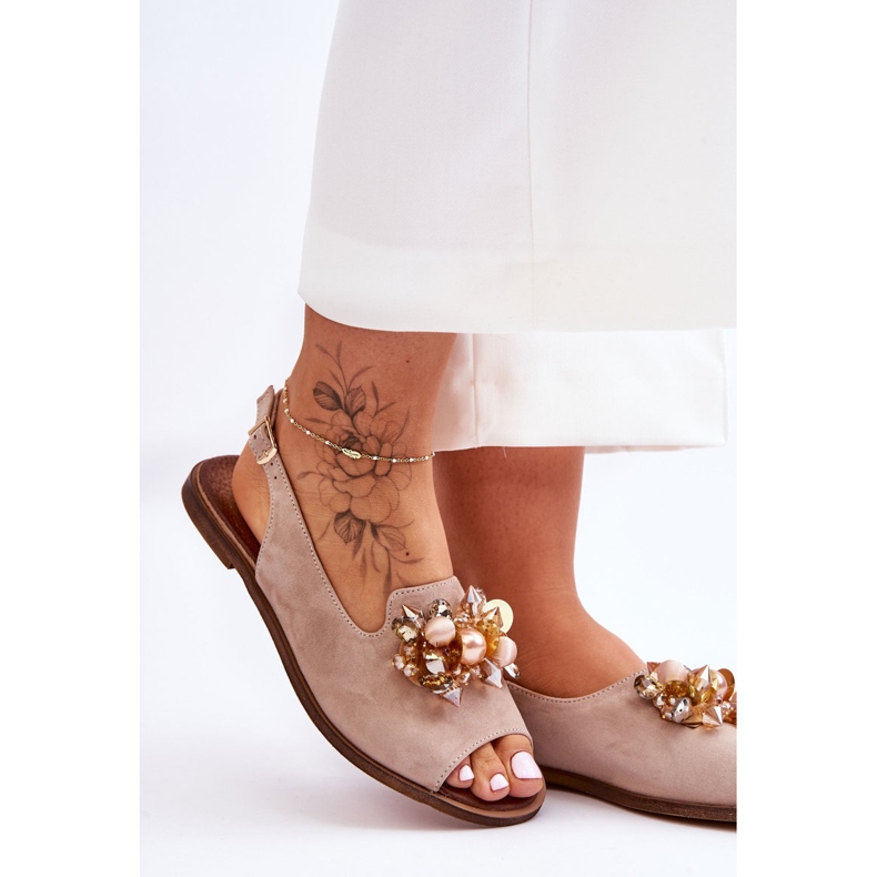 Flache Wildledersandalen Nicole 2805/042 Beige 2