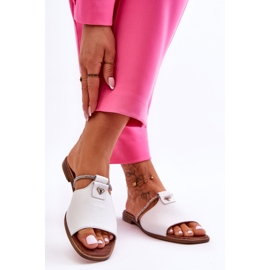 Damensandalen mit flachem Absatz Nicole 2806/009 Weiß 2