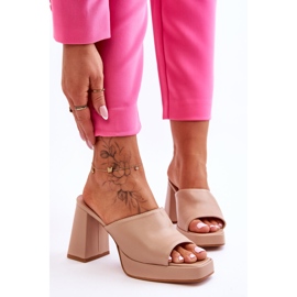 Livesa High Heels aus beigem Leder 1