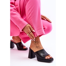 Schwarze Livesa High Heels Lederpantoffeln 2