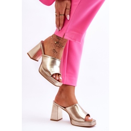 WS1 Goldene Livesa-High-Heels aus Leder 2