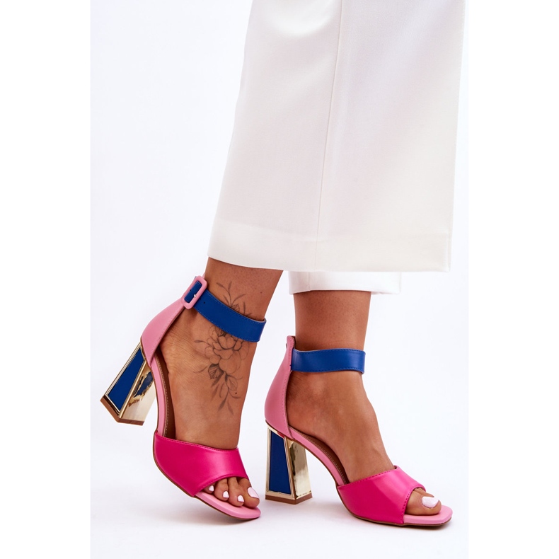 Elegante High-Heel-Sandalen in Rosa und Blau von Sorel 1