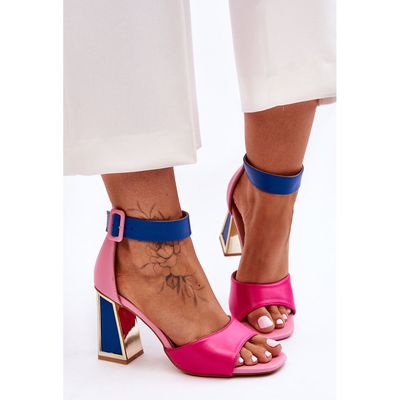 Elegante High-Heel-Sandalen in Rosa und Blau von Sorel 2