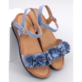 Keilsandalen mit Pionter Blue-Blumen blau 1
