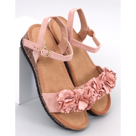 Keilsandalen mit Blumen Pionter Pink rosa 1