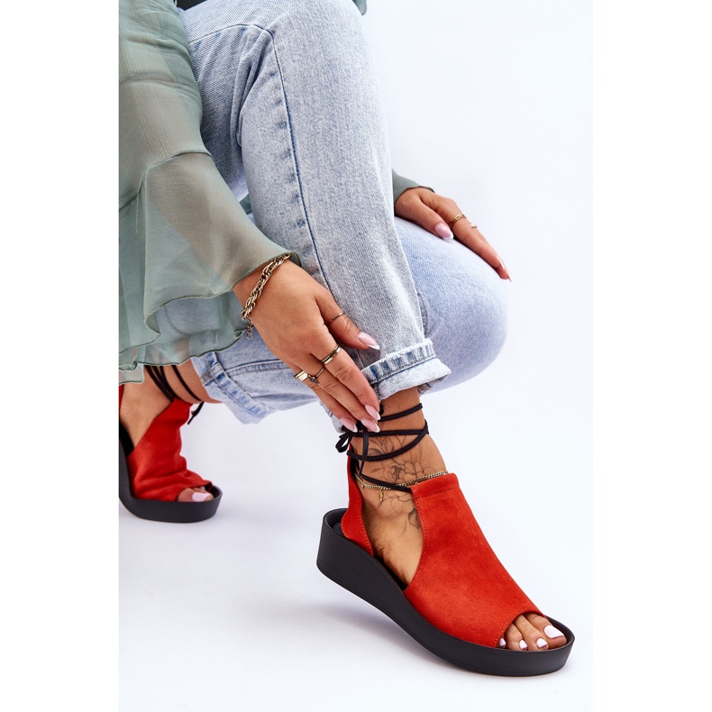 Keilsandaletten aus Wildleder Nicole 2743 Orange 2