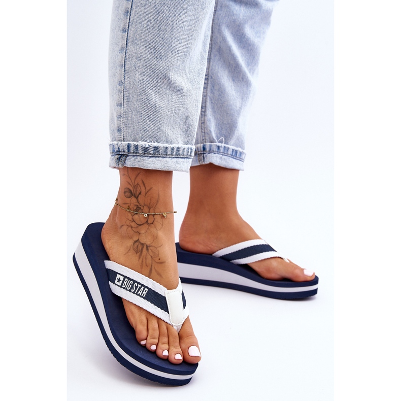 Damen-Flip-Flops mit Keilabsatz Big Star HH274A094 Marineblau 1