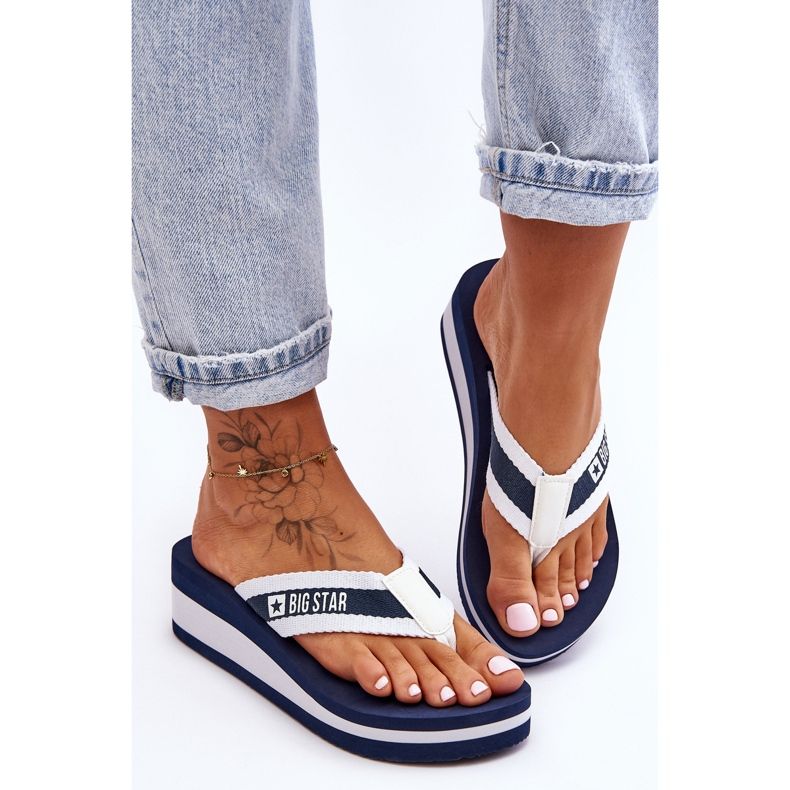 Damen-Flip-Flops mit Keilabsatz Big Star HH274A094 Marineblau 2