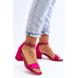 Fuchsiafarbene Flitterwochen-Wildleder-Klassiker-Sandalen mit niedrigem Absatz rosa 1