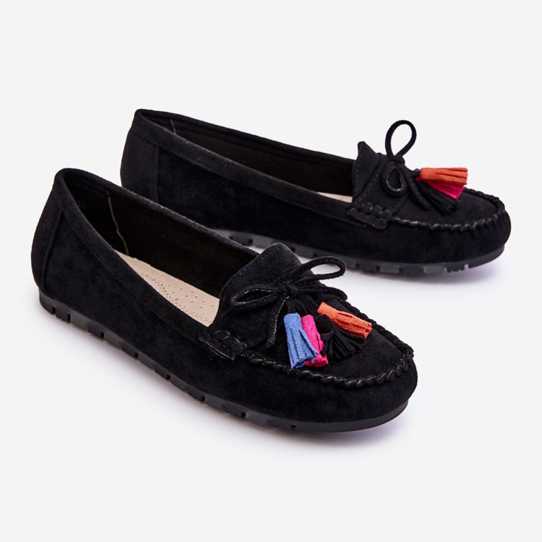 PS1 Wildleder-Loafer mit Schleife und Quasten Schwarz Dorine 2